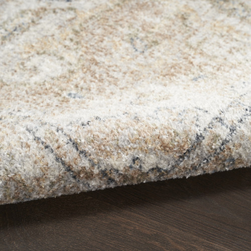 7' X 9' Beige Oriental Power Loom Washable Area Rug
