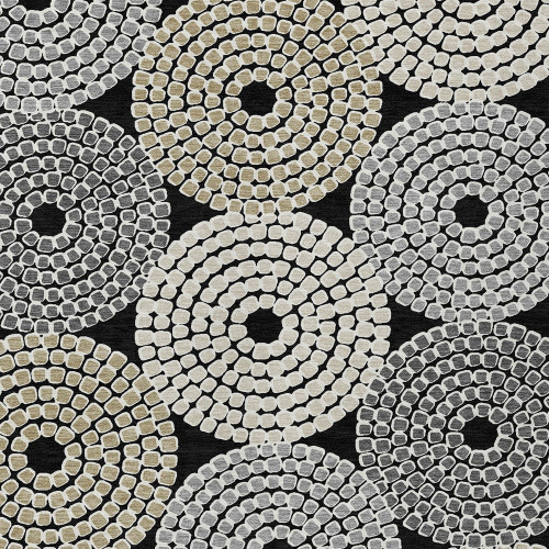 3' X 5' Black Gray And Beige Geometric Washable Indoor Outdoor Area Rug