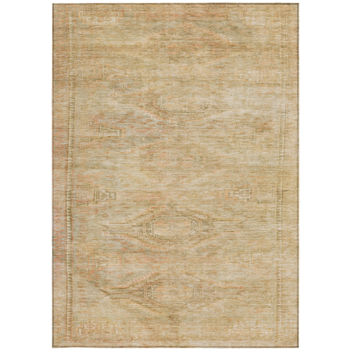 3' X 5' Linen And Wheat Aztec Washable Indoor Outdoor Area Rug
