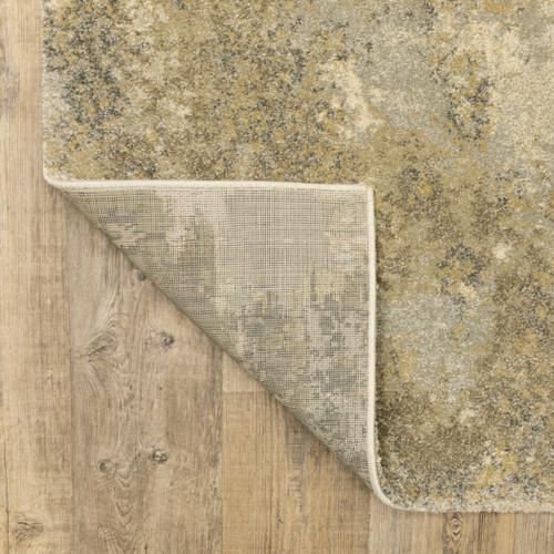 7' X 10' Beige and Gold Abstract Power Loom Area Rug