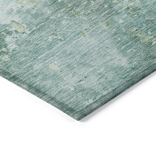 3' X 5' Emerald Abstract Washable Indoor Outdoor Area Rug