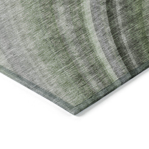 3' X 5' Green Artichoke Green And Emerald Abstract Washable Indoor Outdoor Area Rug