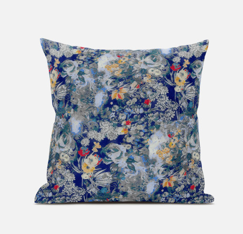18" Blue Gray Springtime Suede Throw Pillow