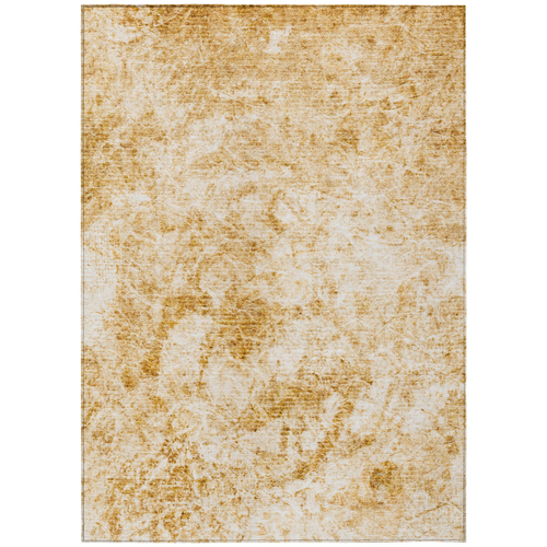 3' X 5' Cream and Gold Abstract Washable Non Skid Indoor Outdoor Area Rug