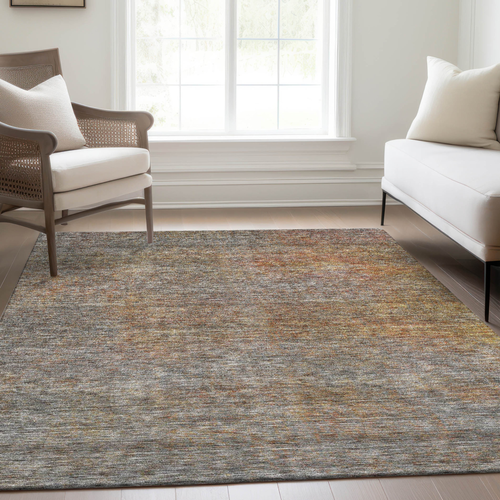 3' X 5' Gray Charcoal And Orange Abstract Washable Indoor Outdoor Area Rug