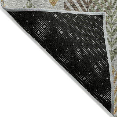 5' X 8' Gray Silver And Teal Blue Floral Washable Indoor Outdoor Area Rug