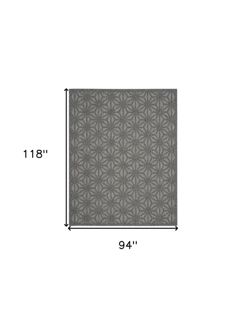 8' X 10' Dark Gray And Light Gray Geometric Indoor Outdoor Area Rug