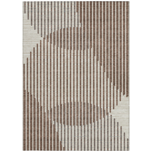 5' X 8' Brown And Beige Geometric Washable Indoor Outdoor Area Rug