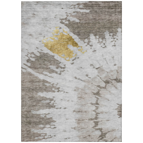 3' X 5' Taupe Khaki And Ivory Abstract Washable Indoor Outdoor Area Rug