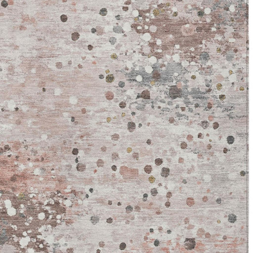 3' X 5' Salmon And Gray Abstract Washable Indoor Outdoor Area Rug