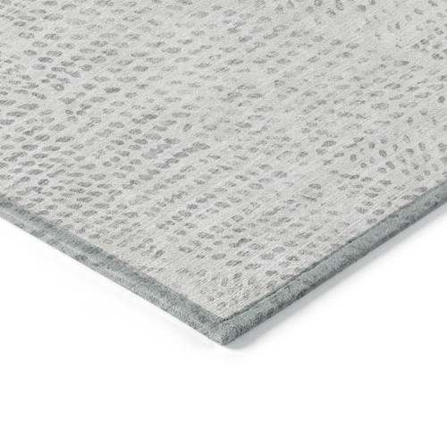 3' X 5' Silver And Ivory Geometric Washable Indoor Outdoor Area Rug