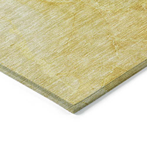 3' X 5' Gold And Yellow Nautical Washable Indoor Outdoor Area Rug