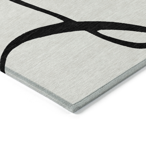5' X 8' White And Black Abstract Washable Indoor Outdoor Area Rug