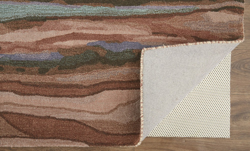 8' X 10' Red Pink And Blue Wool Abstract Hand Tufted Area Rug