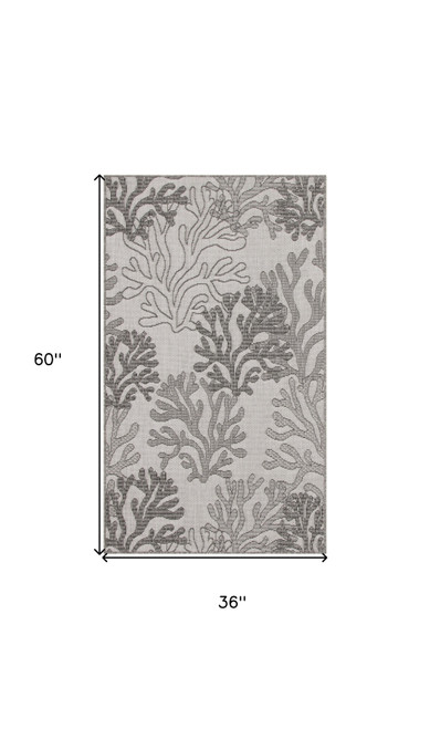 3' X 5' Gray Black And Ivory Nautical Indoor Outdoor Area Rug