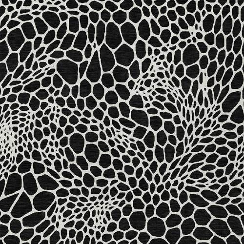 5' X 8' Black And Ivory Geometric Washable Indoor Outdoor Area Rug