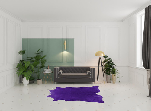 6' X 7' Purple Cowhide Hand Knotted Area Rug