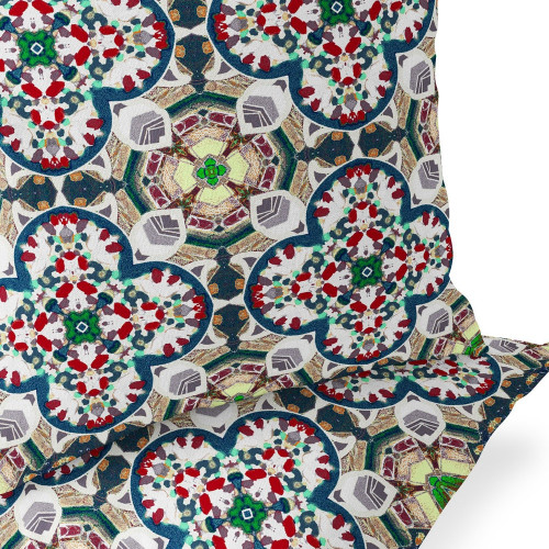Set of Two 16" X 16" Green and White Blown Seam Floral Indoor Outdoor Throw Pillow Polyester Decor