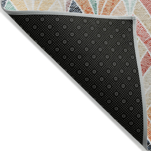 3' X 5' Orange Copper And Gold Geometric Washable Indoor Outdoor Area Rug