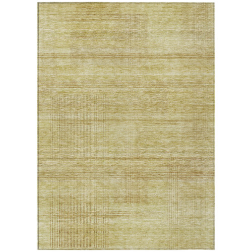 5' X 8' Gold Wheat And Beige Striped Washable Indoor Outdoor Area Rug