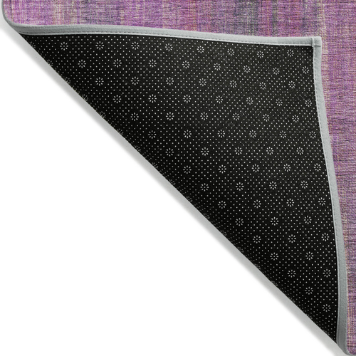3' X 5' Lilac Striped Washable Non Skid Indoor Outdoor Area Rug