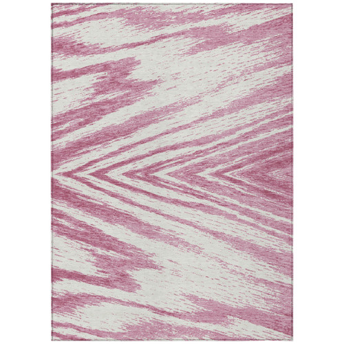 3' X 5' Blush And Ivory Abstract Washable Indoor Outdoor Area Rug