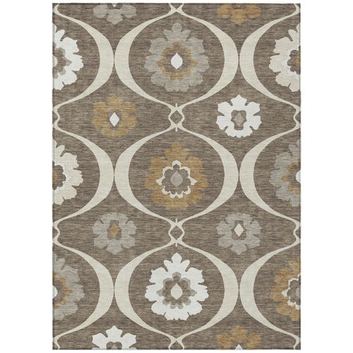 3' X 5' Brown Beige And Taupe Medallion Washable Indoor Outdoor Area Rug