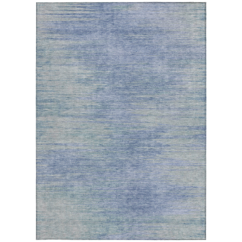 5' X 8' Denim Blue And Sky Blue Abstract Washable Indoor Outdoor Area Rug