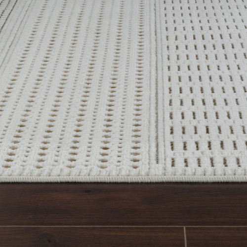 4' X 6' Beige and Brown Geometric Distressed Indoor Outdoor Area Rug