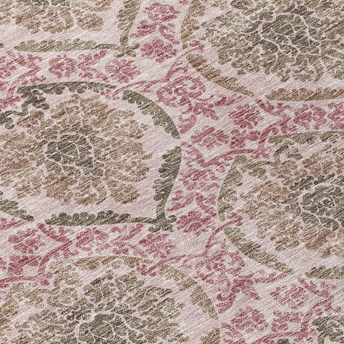 5' X 8' Chocolate Beige And Mauve Medallion Washable Indoor Outdoor Area Rug