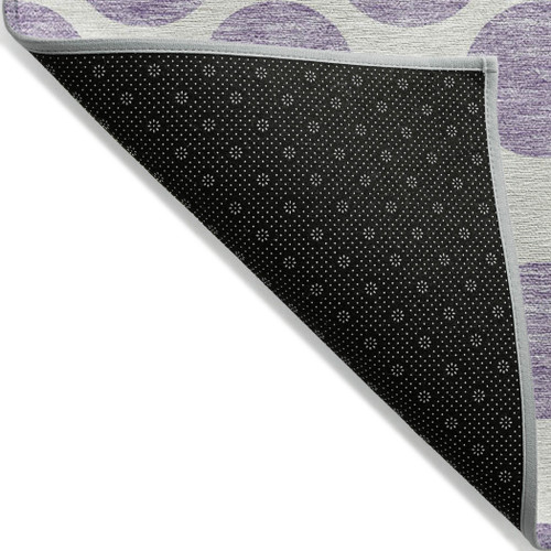 5' X 8' Lavender And Ivory Polka Dot Washable Indoor Outdoor Area Rug