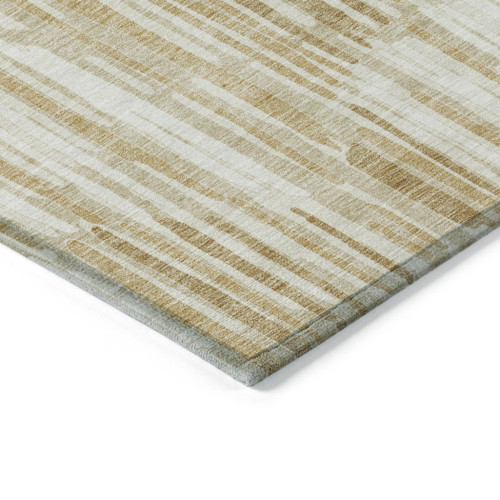 3' X 5' Gold Beige And Ivory Abstract Washable Indoor Outdoor Area Rug