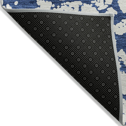 3' X 5' Navy Blue And Ivory Abstract Washable Indoor Outdoor Area Rug