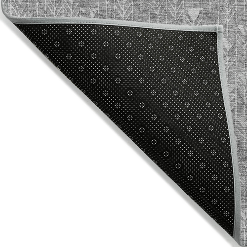 3' X 5' Gray Geometric Washable Non Skid Indoor Outdoor Area Rug