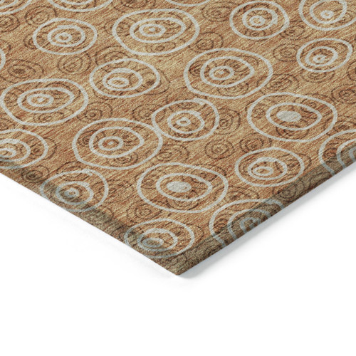 5' X 8' Terra Cotta Copper And Beige Geometric Washable Indoor Outdoor Area Rug