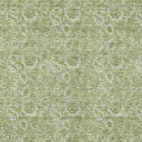 5' X 8' Green Blue And Ivory Floral Washable Indoor Outdoor Area Rug