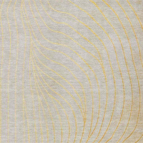 3' X 5' Gold And Silver Abstract Washable Indoor Outdoor Area Rug - Gold, Silver