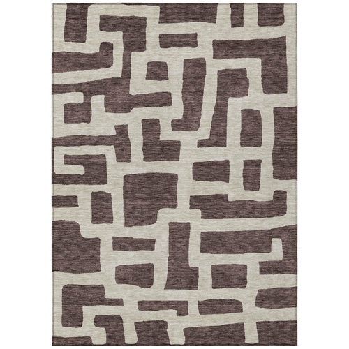 3' X 5' Brown And Beige Abstract Washable Indoor Outdoor Area Rug