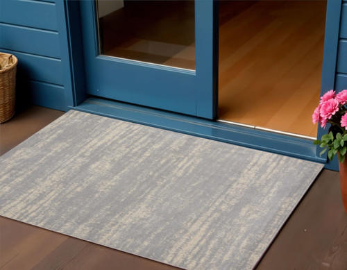 3' X 5' Gray And Beige Abstract Indoor Outdoor Area Rug