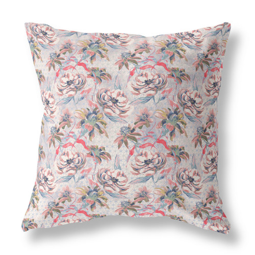 20” Lavender Pink Roses Indoor Outdoor Throw Pillow