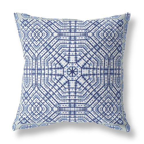 26” Navy White Geostar Indoor Outdoor Throw Pillow