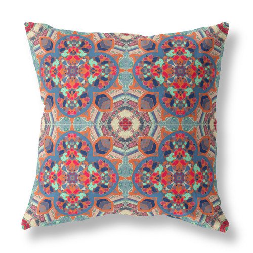 20" Orange Blue Cloverleaf Indoor Outdoor Throw Pillow
