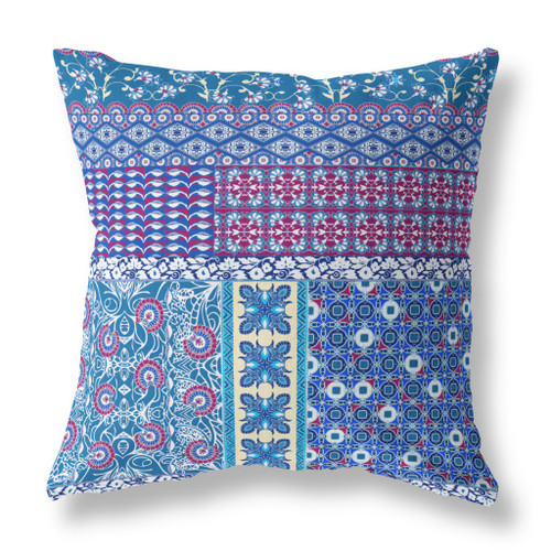26” Navy Plum Patch Indoor Outdoor Throw Pillow
