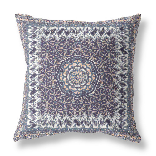 20” Gray Peach Holy Floral Indoor Outdoor Throw Pillow