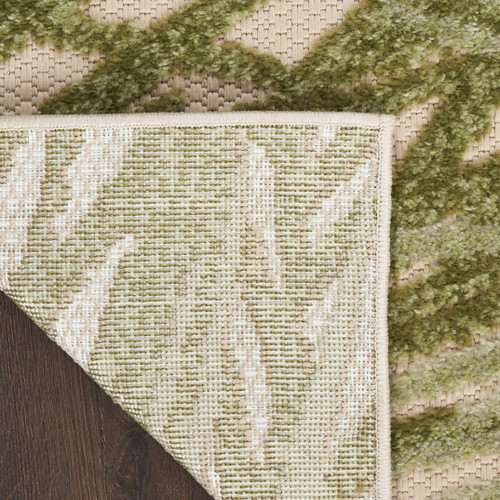 10' X 14' Ivory And Green Palm Leaf Indoor Outdoor Area Rug