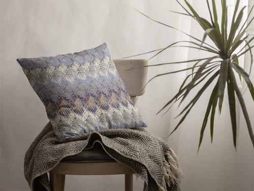20” Blue Gray Hatch Indoor Outdoor Throw Pillow
