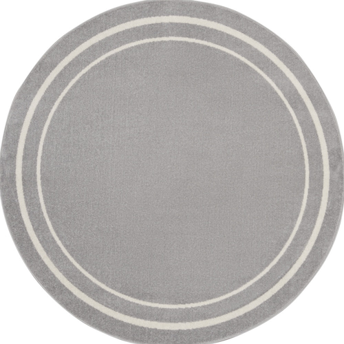 6' Gray And Ivory Round Indoor Outdoor Area Rug