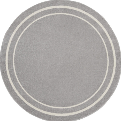 6' Gray And Ivory Round Indoor Outdoor Area Rug