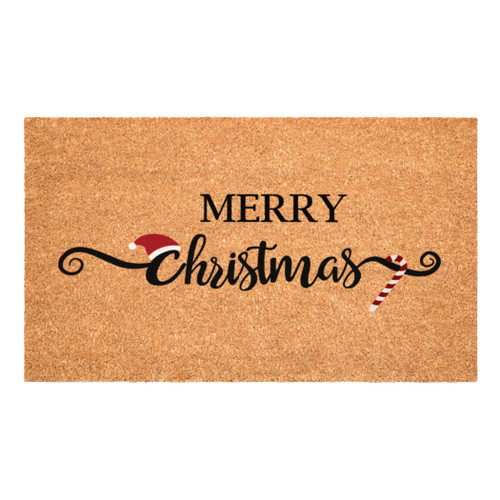 Christmas Happy Holidays Outdoor Coir Door Mat