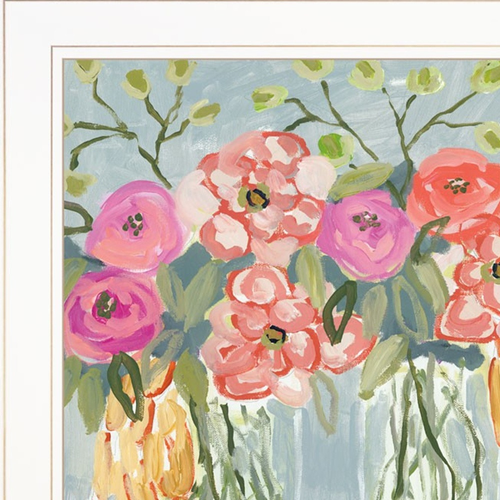 Set Of Three Garden Flowers White Grooved Frame Print Wall Art - 608219346515